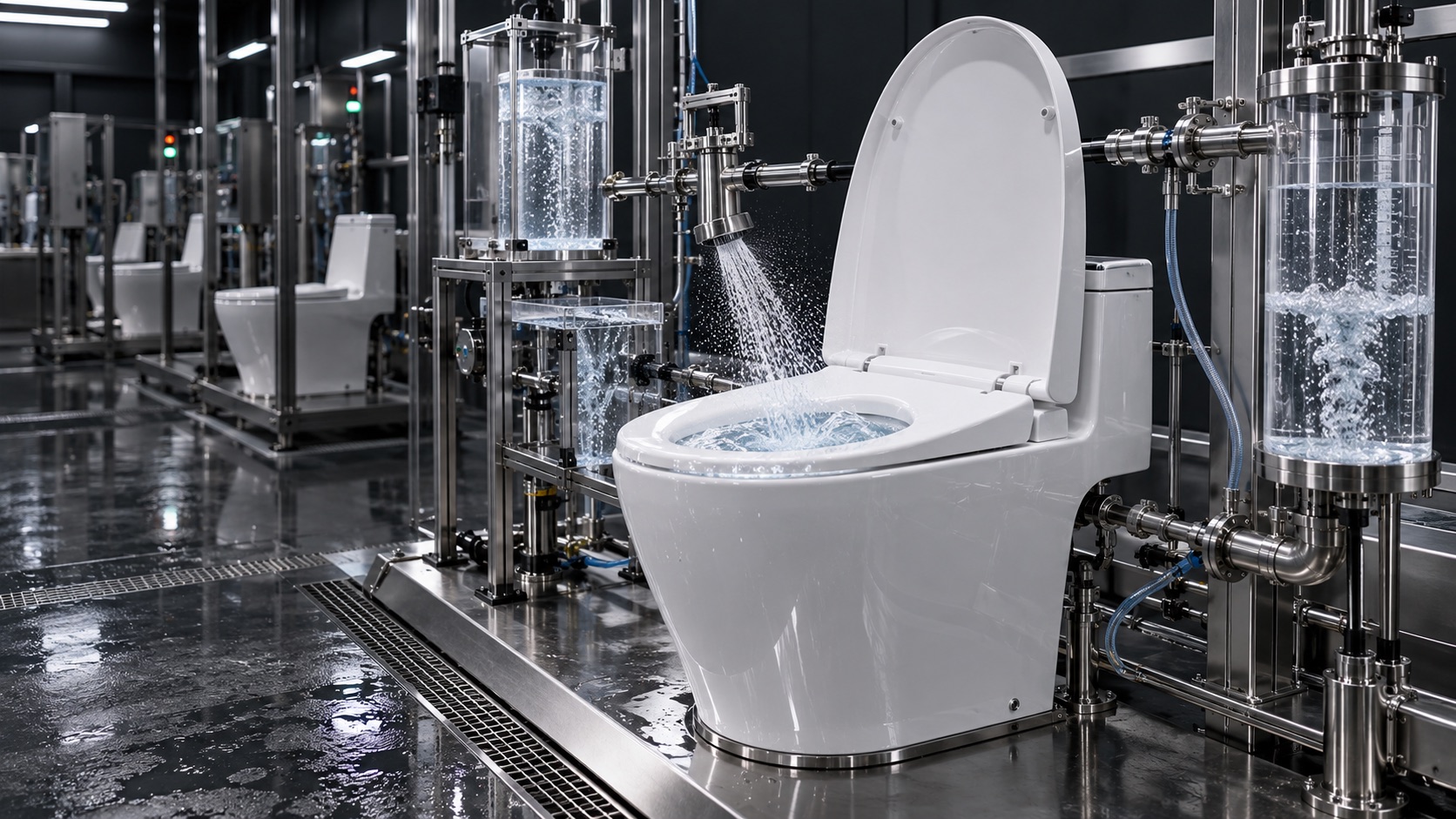 Toilet flushing and water performance testing